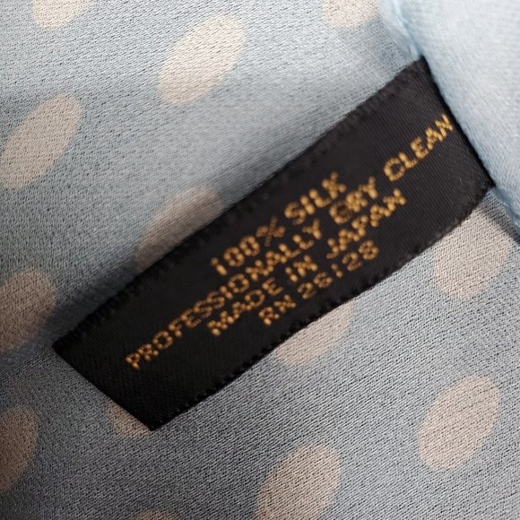 Classiques Entier Silk Chiffon Scarf Baby Blue Polka Dot Chiffon 20" Neckerchief - Picture 6 of 8